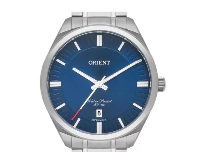 Imagem de Relogio Orient Masculino prata mostrador azul minimalista aço inox MBSS1401 D1SX