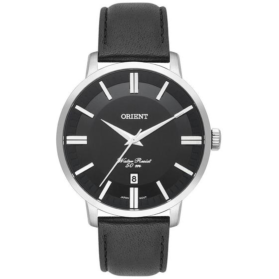 Imagem de Relogio Orient Masculino prata preto pulseira de couro MBSC1038 P1PX