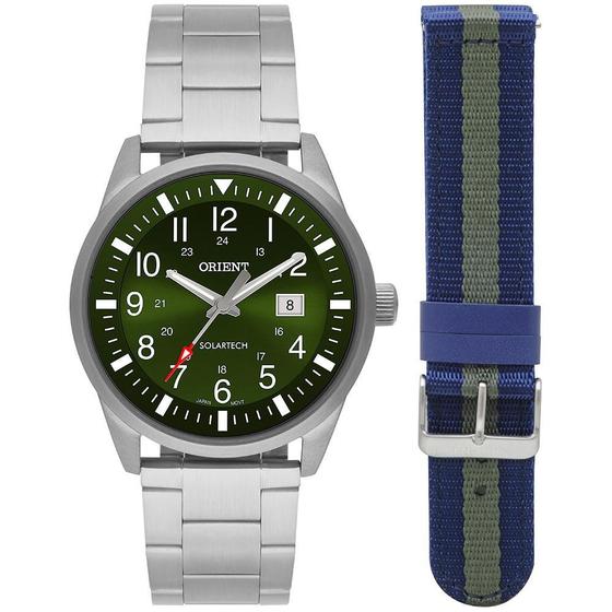 Imagem de Relogio Orient Masculino Solar Prata Verde Troca Pulseira