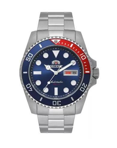 Imagem de Relógio Orient Masculino Submariner - Prateado com Mostrador Azul com Calendário