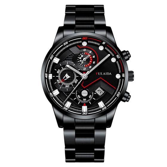 Imagem de Relógio Original Fulaida Masculino Pulseira Aço Inox Preto