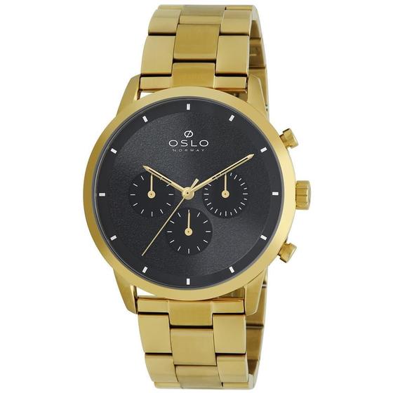 Imagem de Relógio Oslo Masculino Slim Cronógrafo Dourado 43MM Safira