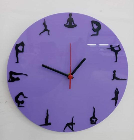 Imagem de Relógio Parede Acrílico Lilás Sala Escritório Quarto Yoga