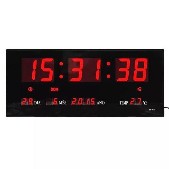 Relógio Parede Digital Led Grande Data Mês E Ano Temper 36Cm Menor preço em Relógio Parede Digital Led Grande Data Mês E Ano Temper 36Cm