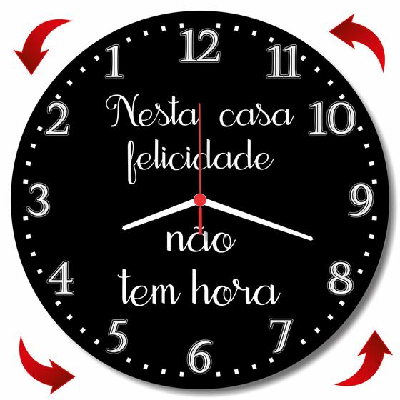 Imagem de Relogio Parede Invertido Horário Maluco Preto Anti-horario Numero Grande Engraçado 30cm