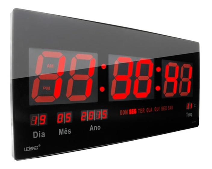 Relógio Parede Led Digital 2112 Grande 46cm Termômetro Data Menor preço em Relógio Parede Led Digital 2112 Grande 46cm Termômetro Data
