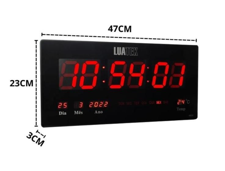 Relógio Parede Led Digital Grande 46Cm Data Termômetro Nfe Menor preço em Relógio Parede Led Digital Grande 46Cm Data Termômetro Nfe