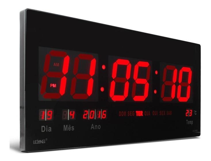 Relógio Parede Led Digital Grande 46Cm Termômetro Data Menor preço em Relógio Parede Led Digital Grande 46Cm Termômetro Data