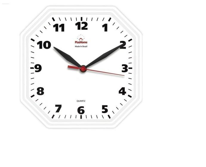 Imagem de Relógio Parede Octogonal Branco Moderno
