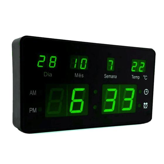Imagem de Relógio Parede ou Mesa LED C/ Despertador Data e Temperatura