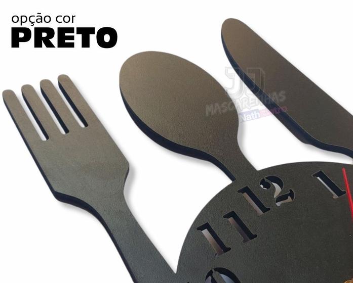 Imagem de Relógio parede para cozinha grande decorativo MDF Preto