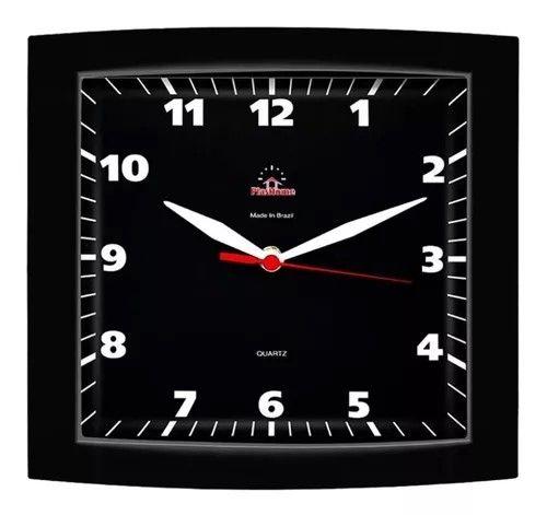 Imagem de Relógio Parede Plashome Quadrado Preto Para Sala, Cozinha, Quarto e Escritório 