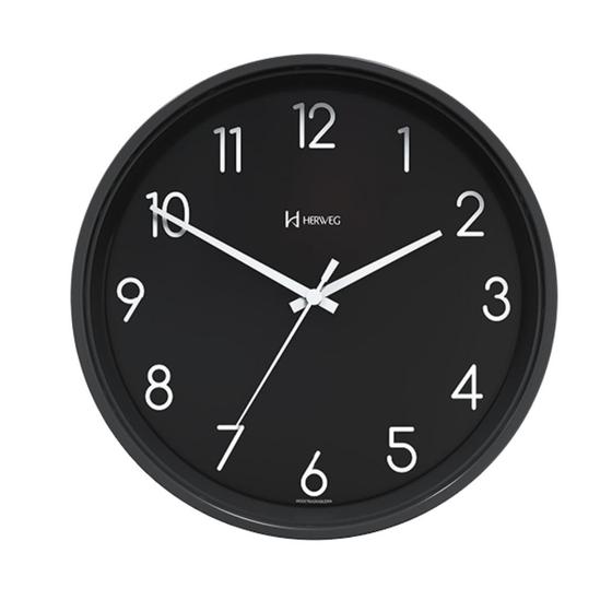 Relógio Parede Sala Quarto Cozinha Quartz Preto - Herweg Menor preço em Relógio Parede Sala Quarto Cozinha Quartz Preto - Herweg