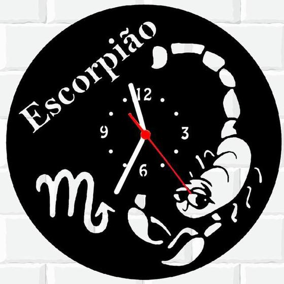 Imagem de Relógio Parede Vinil LP ou MDF Escorpiao Signo Horoscopo