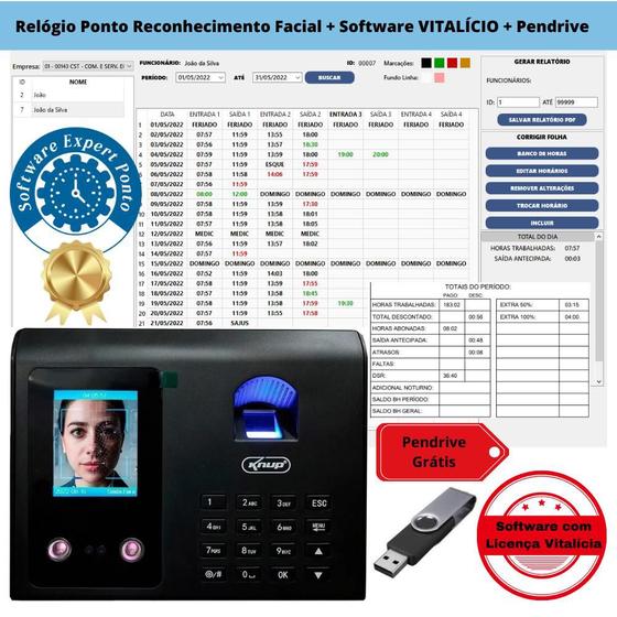 Imagem de Relógio Ponto Com Reconhecimento Facial + Programa de Gerenciamento + Pendrive