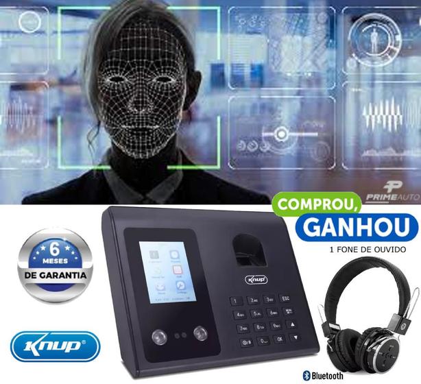 Imagem de Relógio Ponto Reconhecimento Facial Biométrico Eletrônico KP-RE1032+ Fone Bluetooth