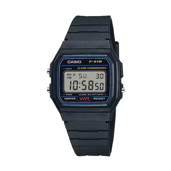 Relógio Preto Casio Digital F-91W-1DG Menor preço em Relógio Preto Casio Digital F-91W-1DG