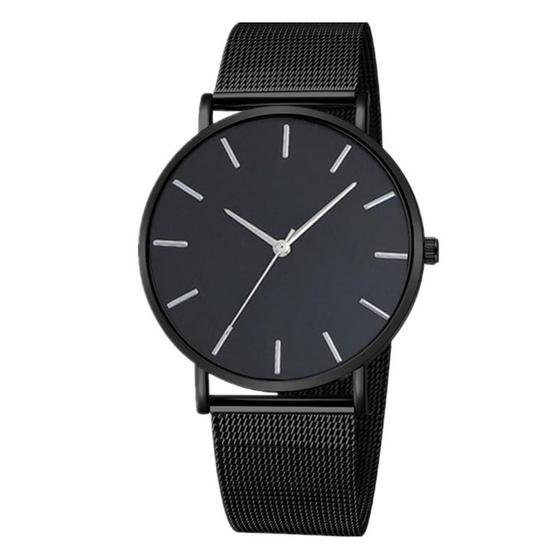 Imagem de Relógio Preto Masculino Casual De Malha Ultrafina Inox