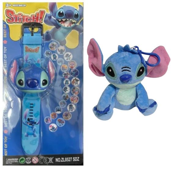 Imagem de Relógio Projetor+Pelucia 14cm Infantil Inspirado Stitch_GAZ