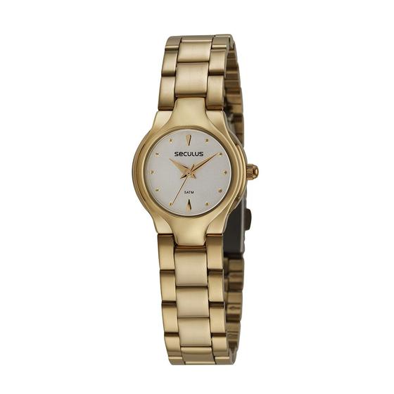 Imagem de Relogio Seculus feminino pequeno mini dourado classico social 23704LPSVDS1