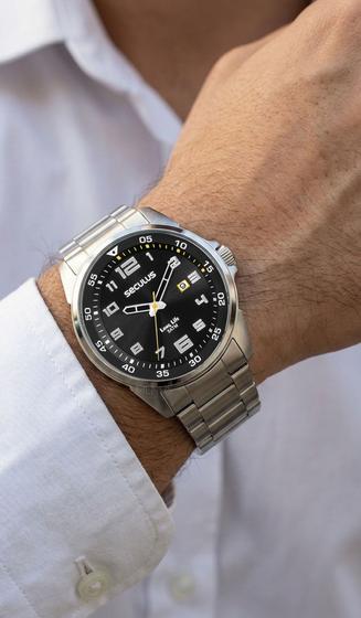 Relógio Seculus Masculino De Pulso Analógico Quartz Esportivo Casual Prata Em Aço Inoxidável Prova Dágua Original