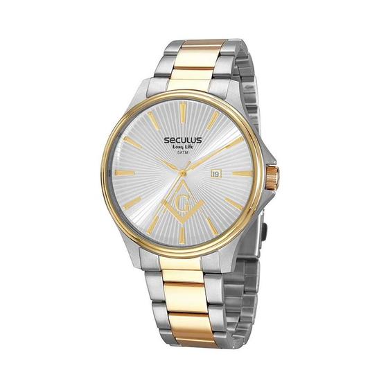 Imagem de Relógio Seculus Masculino Ref: 44016gpsvba2 Bicolor Maçonaria