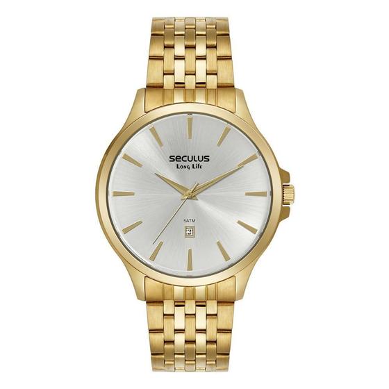 Imagem de Relógio Seculus Masculino Ref: 44214Gpsvda2 Clássico Dourado
