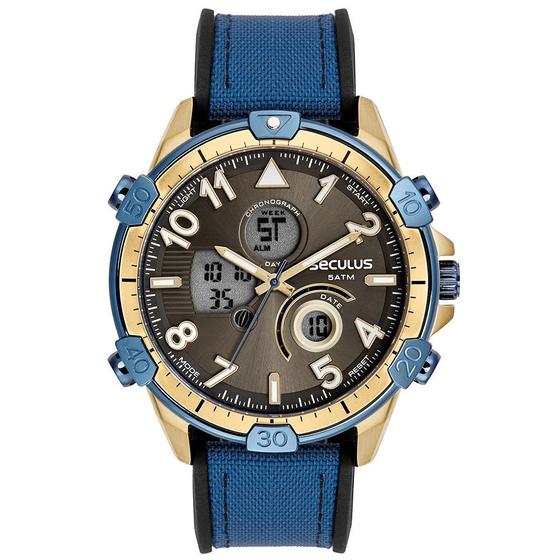 Imagem de Relógio Seculus Masculino Ref: 77270gpsvln2 Anadigi Dourado