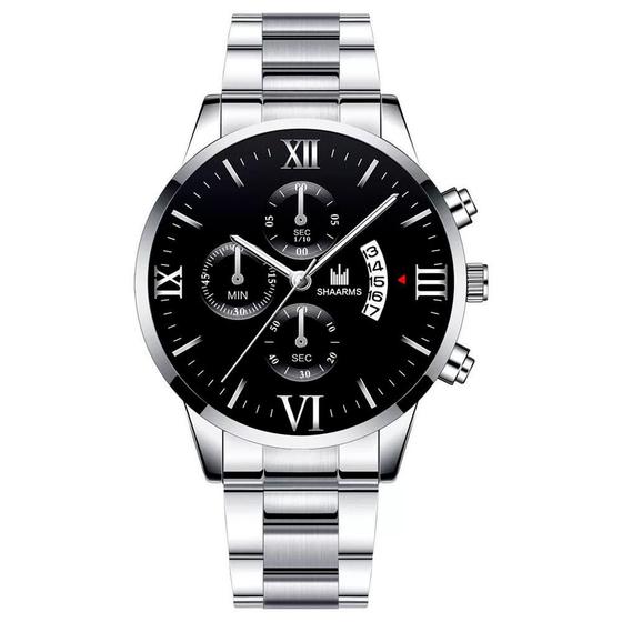 Imagem de Relógio Shaarms Masculino Pulseira Aço Inox Prata Quartzo