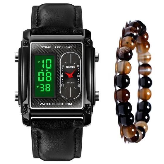 Imagem de Relógio Skmei Masculino  Digital E Analógico + Pulseira Kit