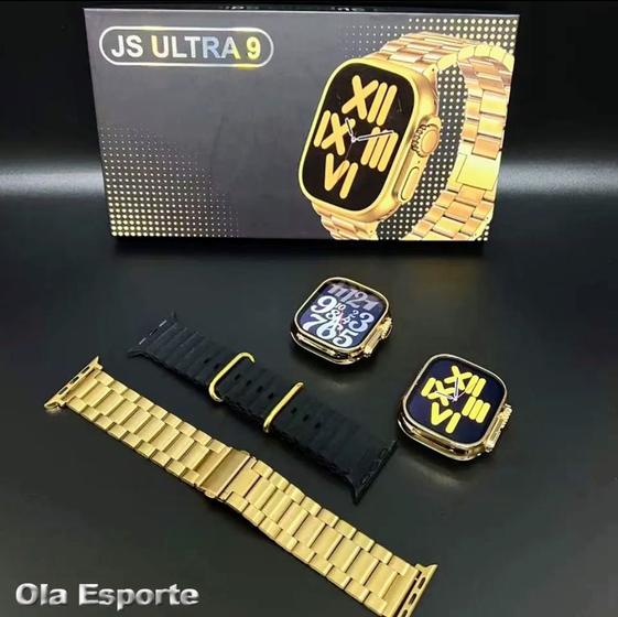 Imagem de Relógio Smart Watch JS Ultra 9 Dourado resistente a agua envio imediato e Pulseira Extra