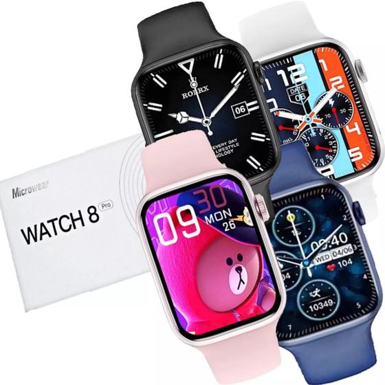 Relogio Smart Watch S8 Pro Series 8 Tela Infinita Carregador Indução ...