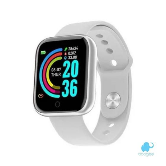 Imagem de Relógio Smartwatch Android Ios Inteligente D20 Bluetooth Prata pulseira Branca