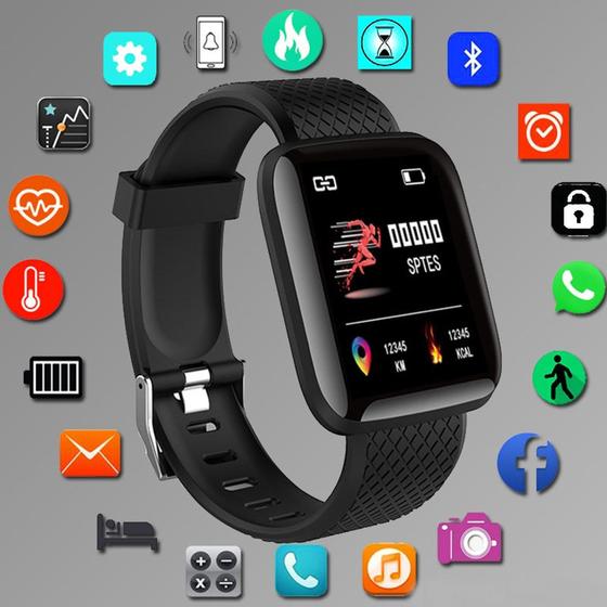 Imagem de Relógio Smartwatch Android Ios Inteligente Y68 Bluetooth Preto pulseira Preta