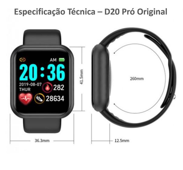 Relógio Smartwatch Android Preto IOS Inteligente D20 Bluetooth Nfe Menor preço em Relógio Smartwatch Android Preto IOS Inteligente D20 Bluetooth Nfe
