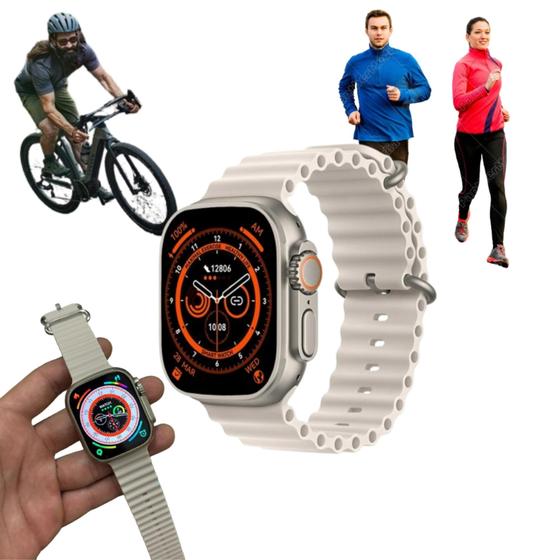 Imagem de Relógio Smartwatch Bege W68 Ultra Series 8 Tela 2,02 Resistente a Agua