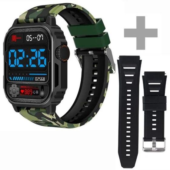 Imagem de Relógio Smartwatch Blulory SV Watch - Camuflado / Preto com 2 pulseiras