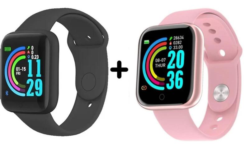 Imagem de Relógio Smartwatch D20 Kit Casal Pro 54 interfaces
