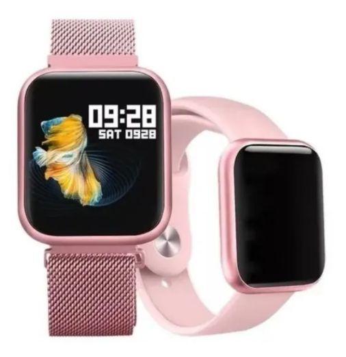 Relogio Smartwatch Feminino Digital Rosa P80 Android IOS Menor preço em Relogio Smartwatch Feminino Digital Rosa P80 Android IOS