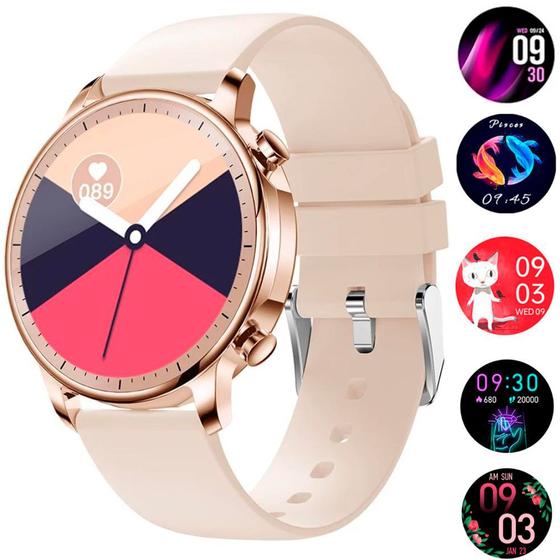 Imagem de Relógio Smartwatch Feminino Touch Screen Game Dourado Rosa