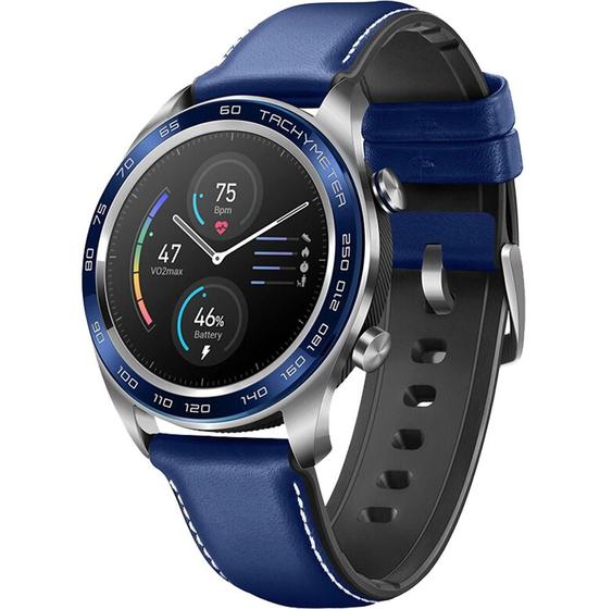 Imagem de Relógio Smartwatch Huawei Honor, 5 ATM (mergulho até 50metros) + Gps, Pulseira em couro azul e silicone, Tls-b19 - Azul Profundo 