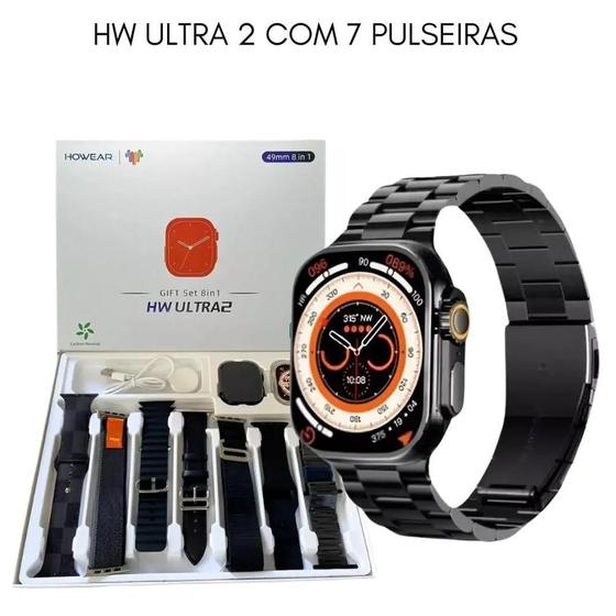 Imagem de Relógio Smartwatch HW Ultra 2 Com Chat Gpt Acompanha 7 Pulseiras e Case