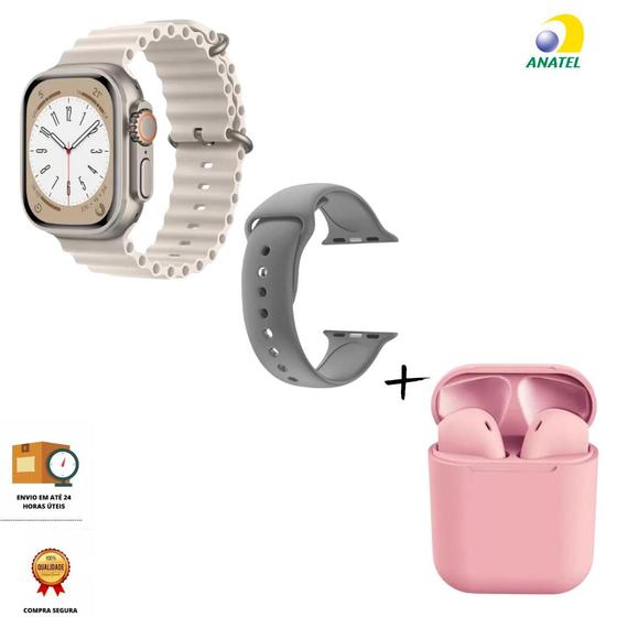 Imagem de Relógio Smartwatch Hw68 Ultra Mini 41mm 2024 C/ 02 Pulseiras + Fone inPods 12 Bluetooth