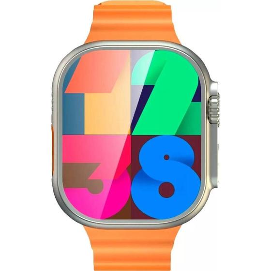 Imagem de Relógio Smartwatch Hw9 Ultra Max Amoled 2 Pulseiras Laranja