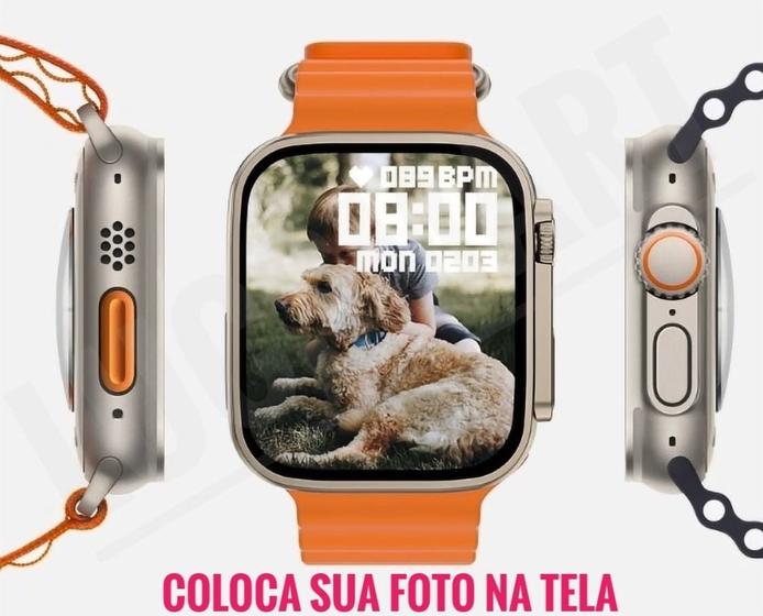 Imagem de Relogio Smartwatch Hw9 Ultra Max Serie 9 Laranja Para Homens e Mulheres Duas Pulseiras