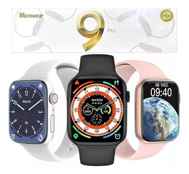 Imagem de Relógio Smartwatch Inteligente Feminino W59 Serie 9 Lançamento Original Android iOS Tela 47mm Nfc Gps