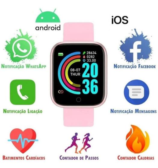 Imagem de Relógio Smartwatch Inteligente Y68 D20 2 Pulseiras Android iOS Bluetooth