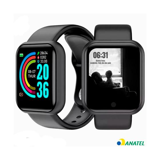 Imagem de Relógio Smartwatch Inteligente Y68 D20 Android iOS Bluetooth - Preto
