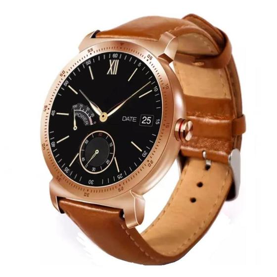 Imagem de Relógio Smartwatch K88h Plus Munitor Cardiaco Dourado Pulseira  Couro