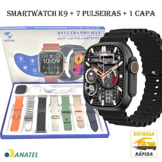 Imagem de Relógio smartwatch K9 Ultra Max com 7 pulseiras e capa de proteção